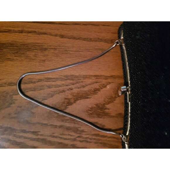 1950s Richere Bag By Walborg Black Beaded & Sequins Clutch Purse Metal strap - Picture 10 of 11